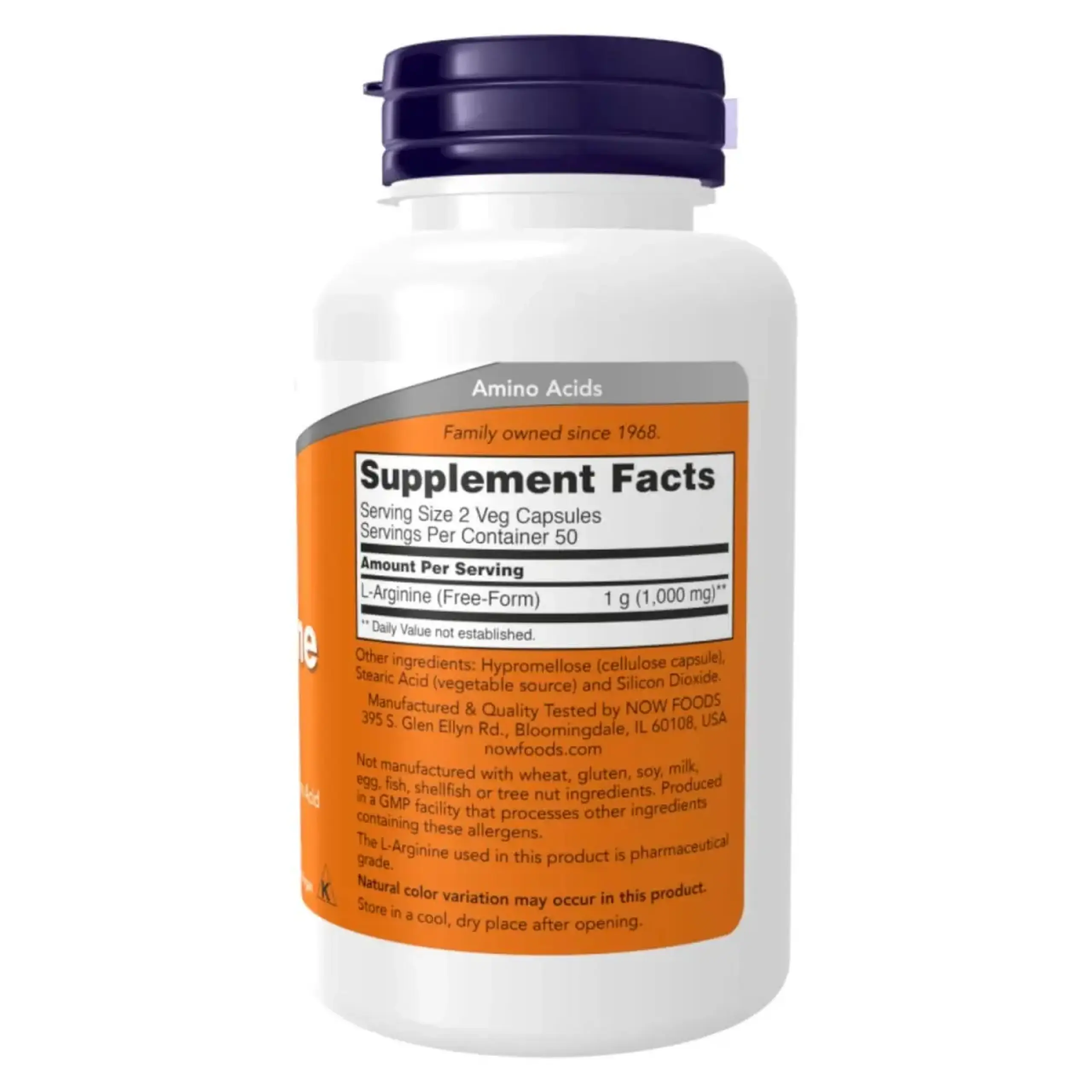 Now Foods, L-Arginine, 1000 mg, 60 tablete - Volum 100 capsule