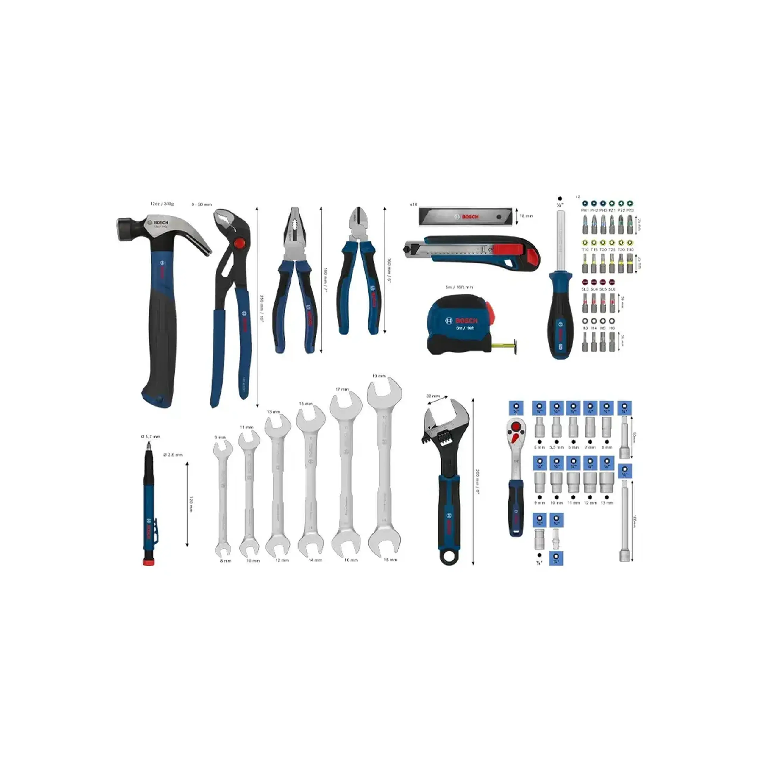 Set scule de mână 86 buc. Bosch