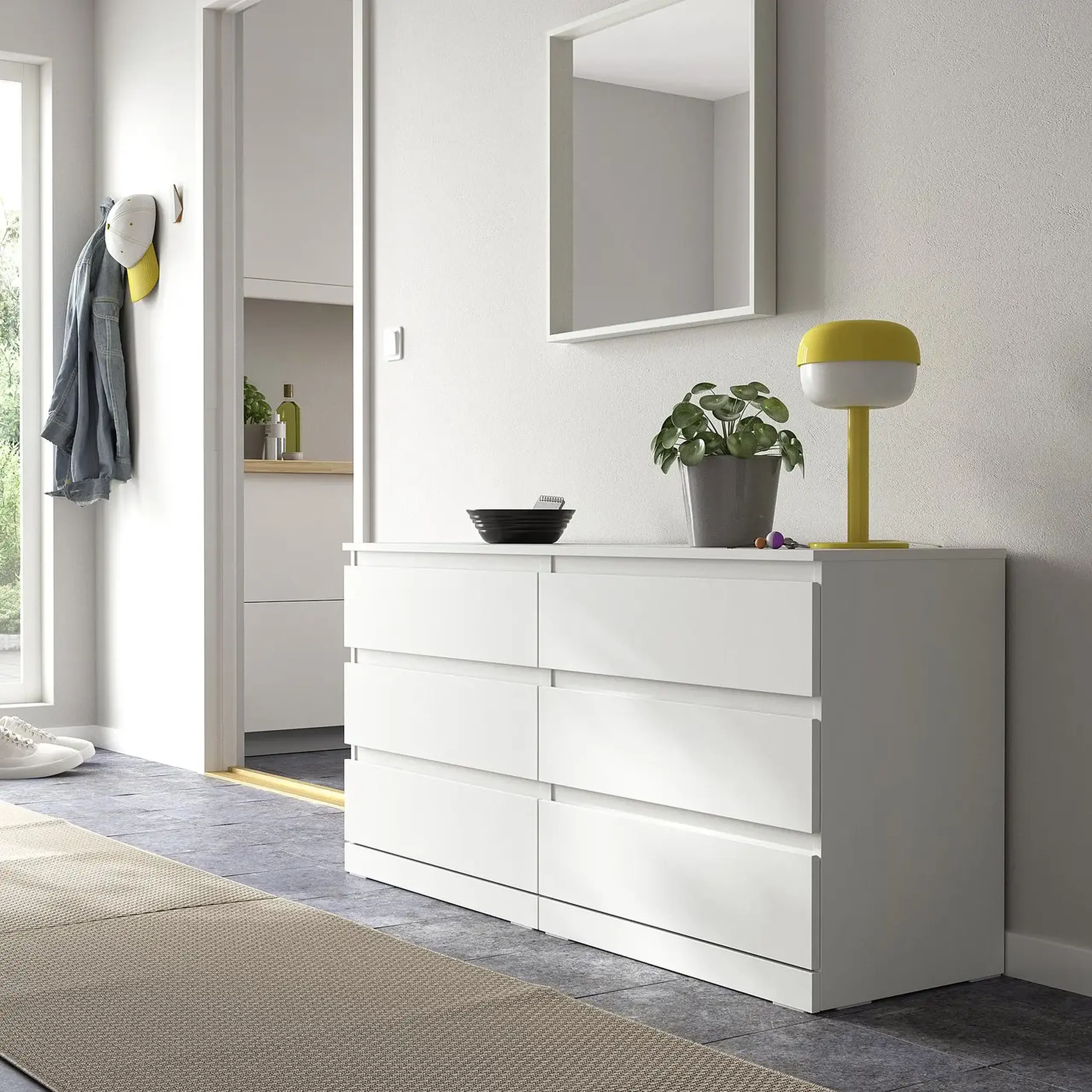 IKEA LILLBERGET Comoda 6 sertare, alb, 140x43x68 cm