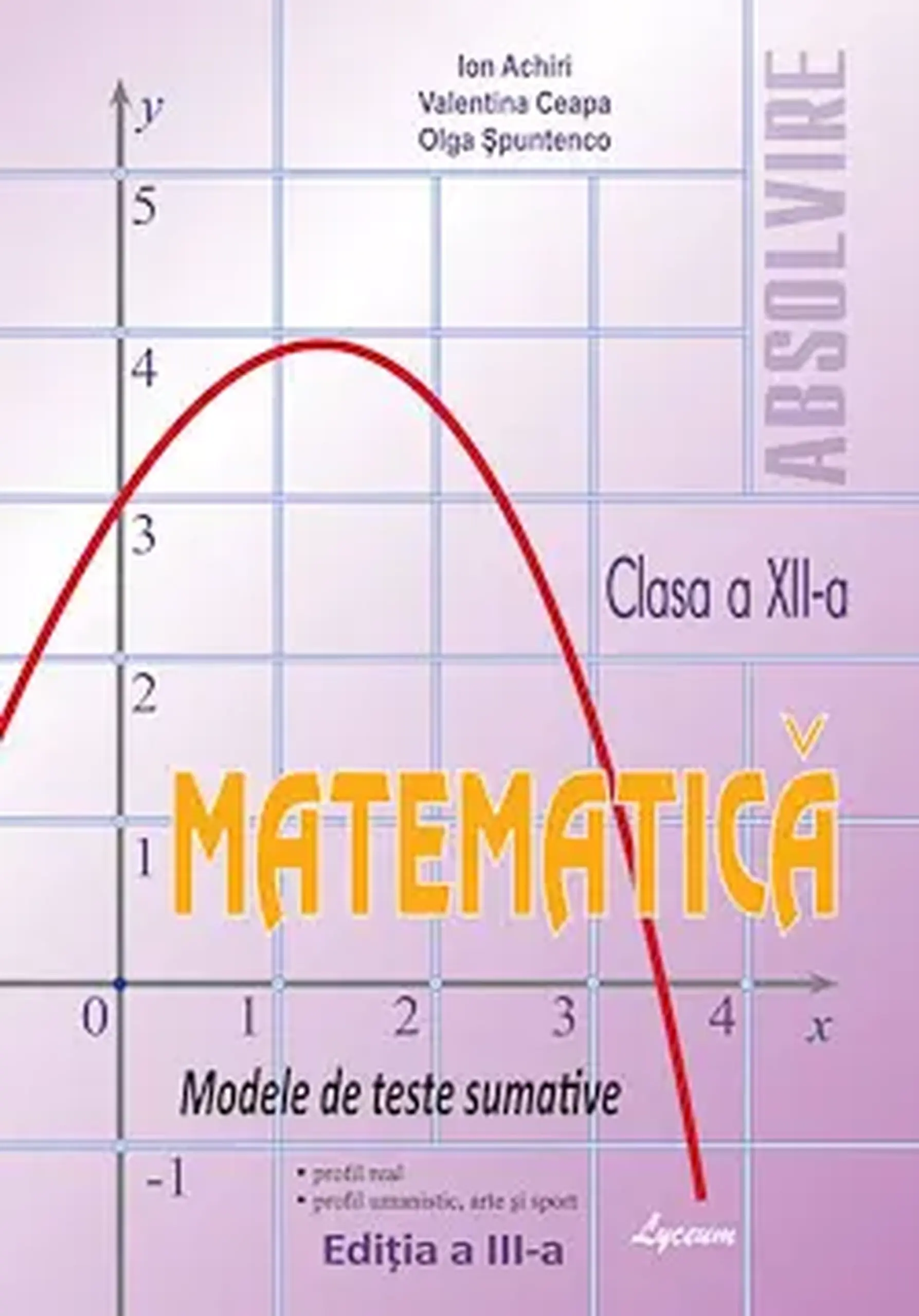 Matematica cl.12. Modele de teste sumative | Ion Achiri, Valentina Ceapa, Olga Spuntenco