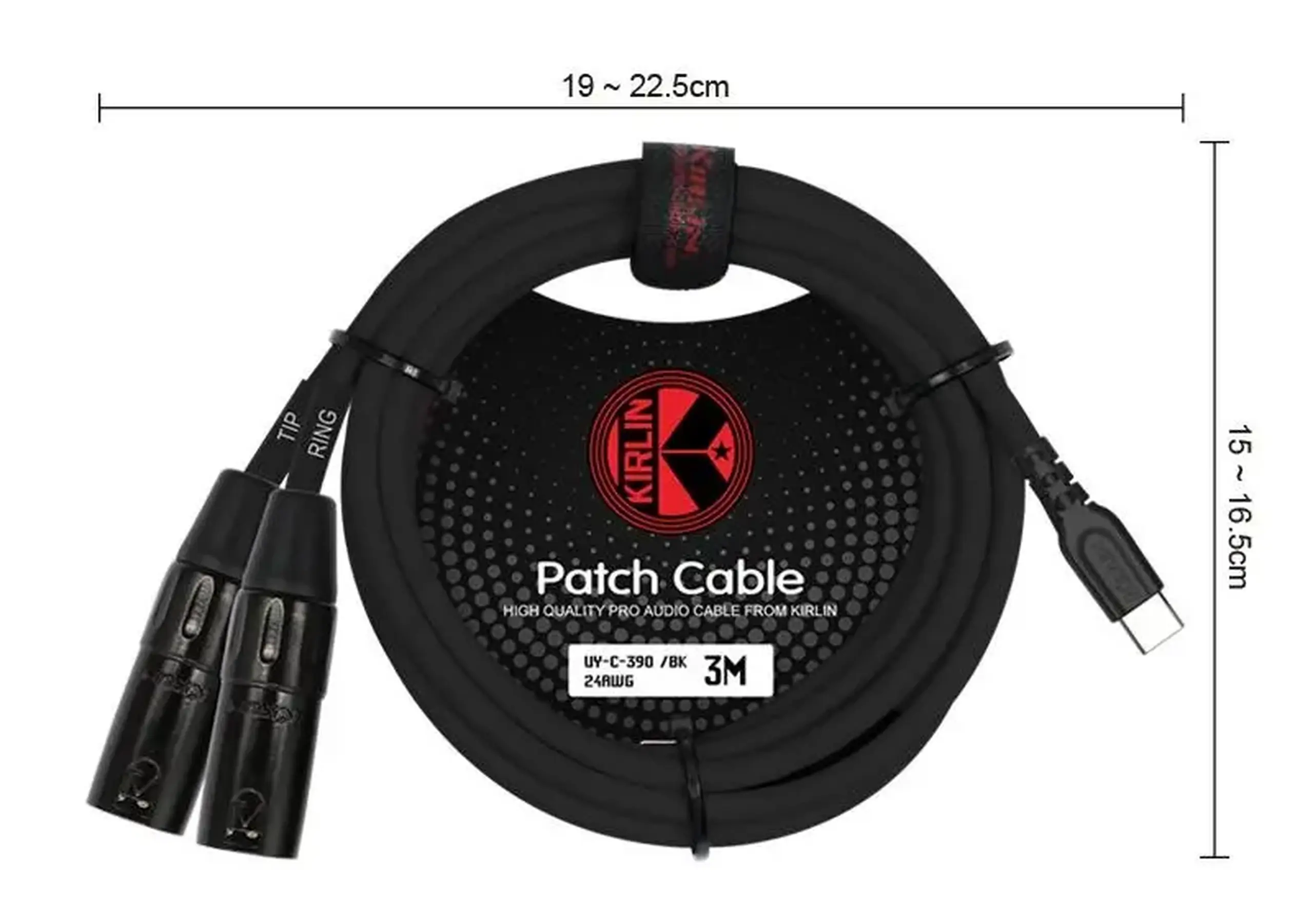 Kirlin UY-C-390-06 Cablu Y USB-C la 2x XLR, 1,8 m, negru