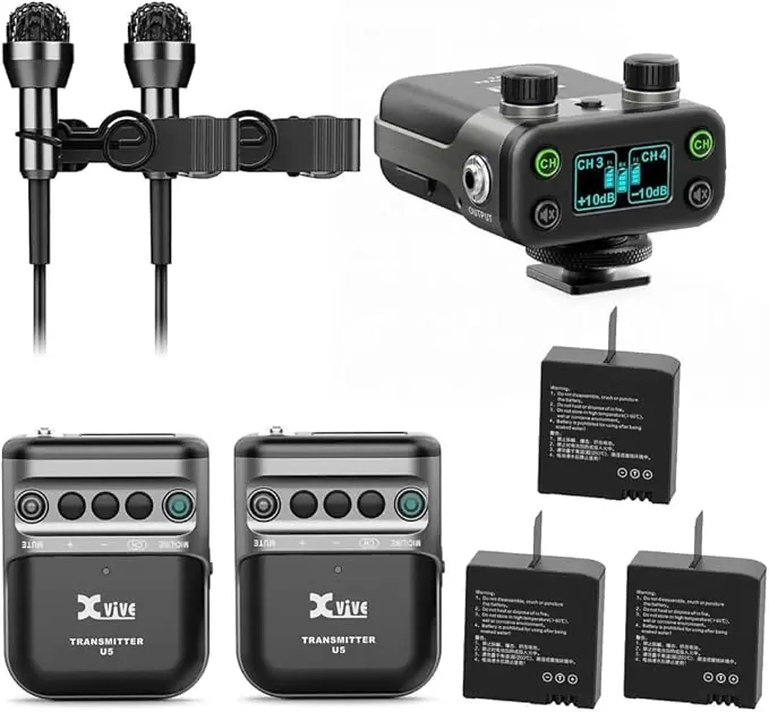 Xvive U5T2 – Sistem Wireless Dual pentru Video cu 2 Transmițătoare și Microfoane Lavalier