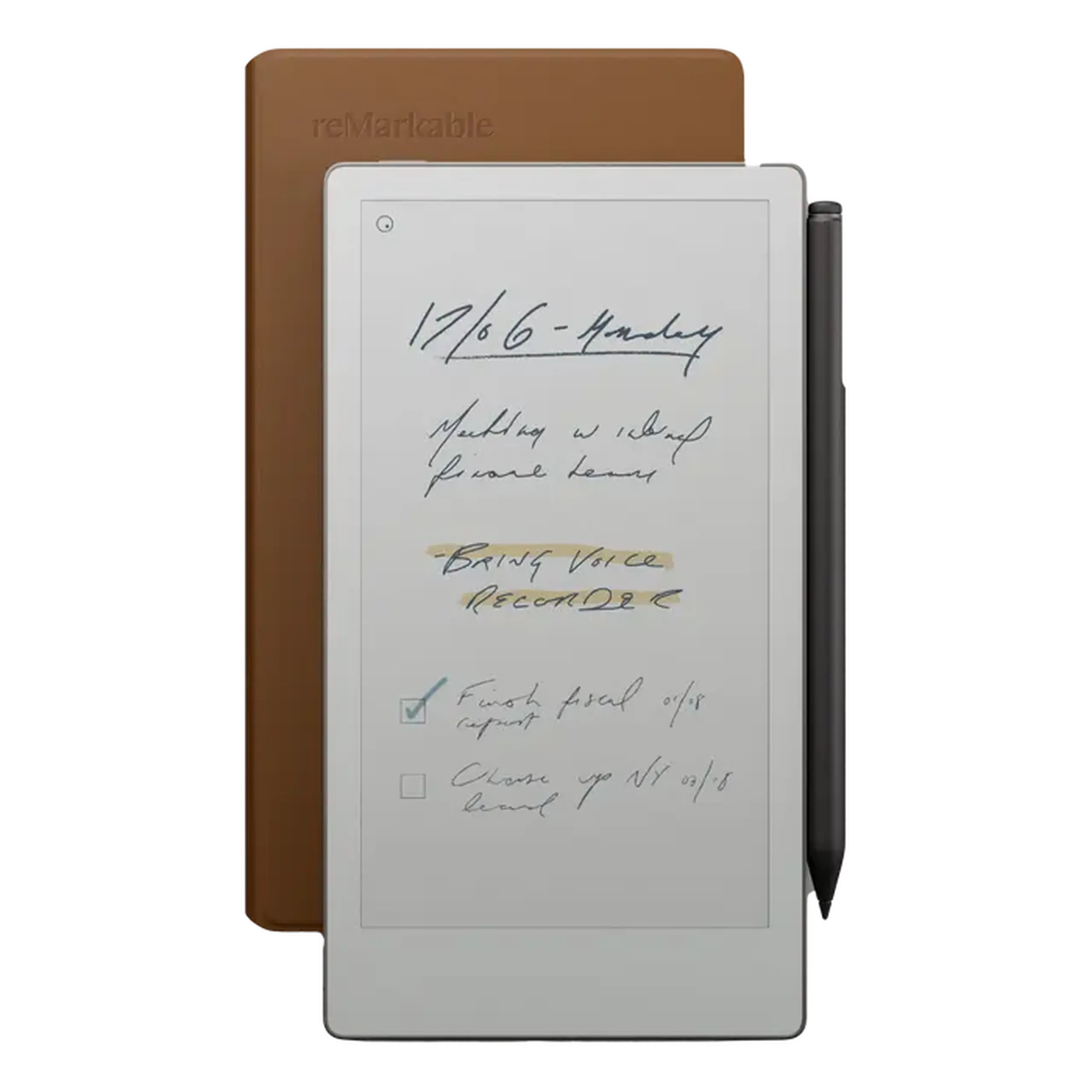 reMarkable Paper Pro Move 7.3" Bundle 2/64GB with Marker Plus Book Folio Cover, Leather Brown