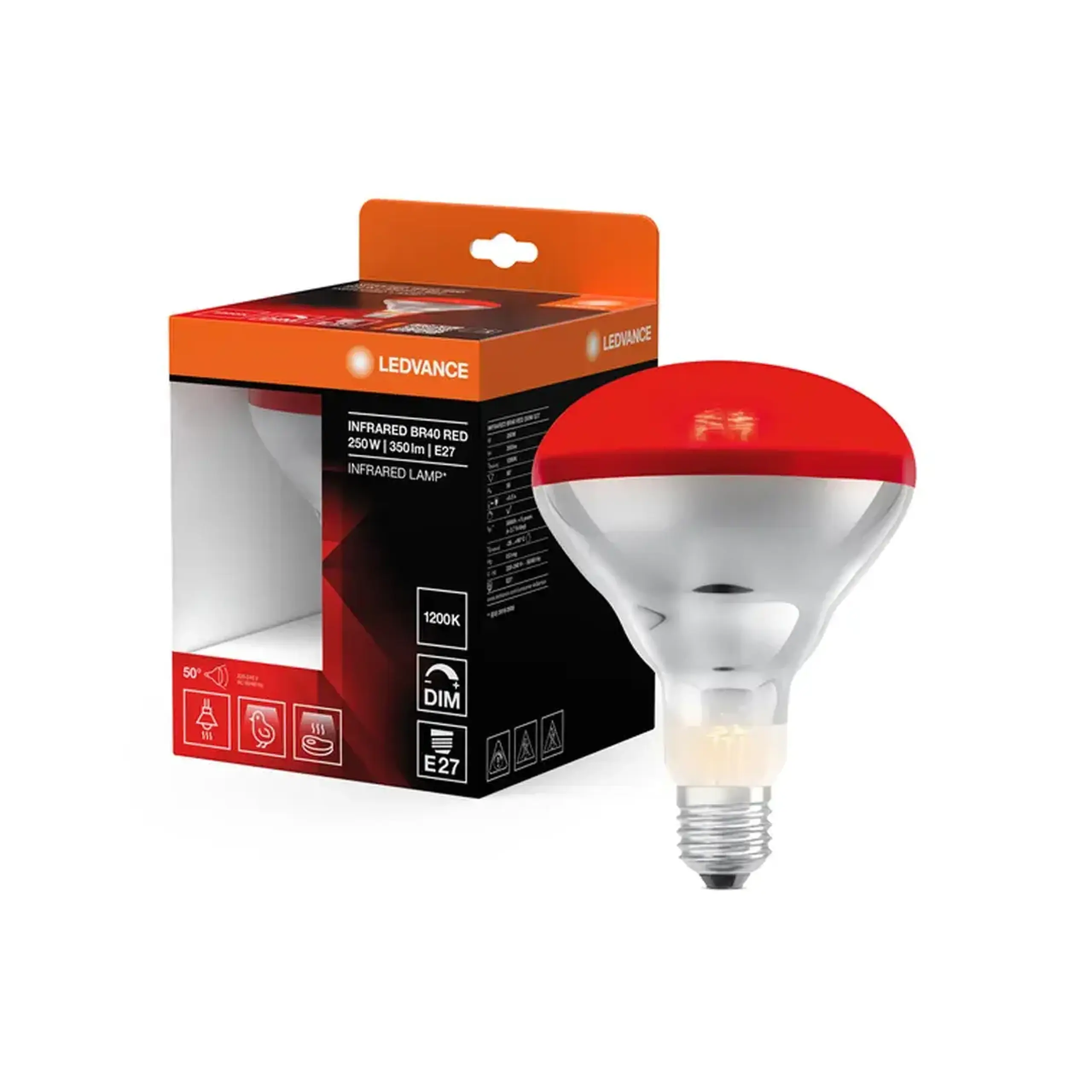 Bec infraroşu BR40 250 W E27 1200 K 220 - 240 V 350 lm OSRAM