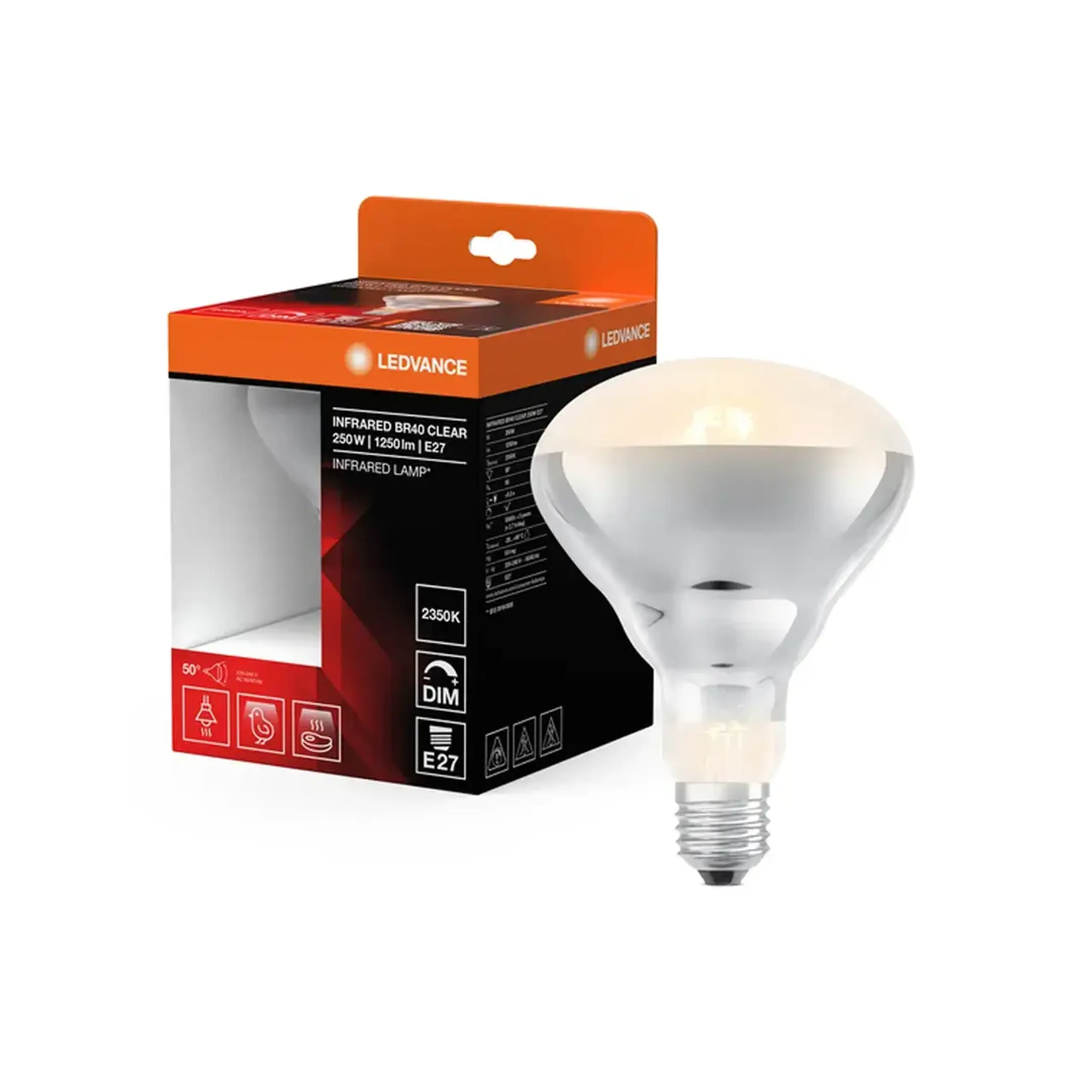 Bec infraroşu BR40 250 W E27 2350 K 220 - 240 V 1250 lm OSRAM