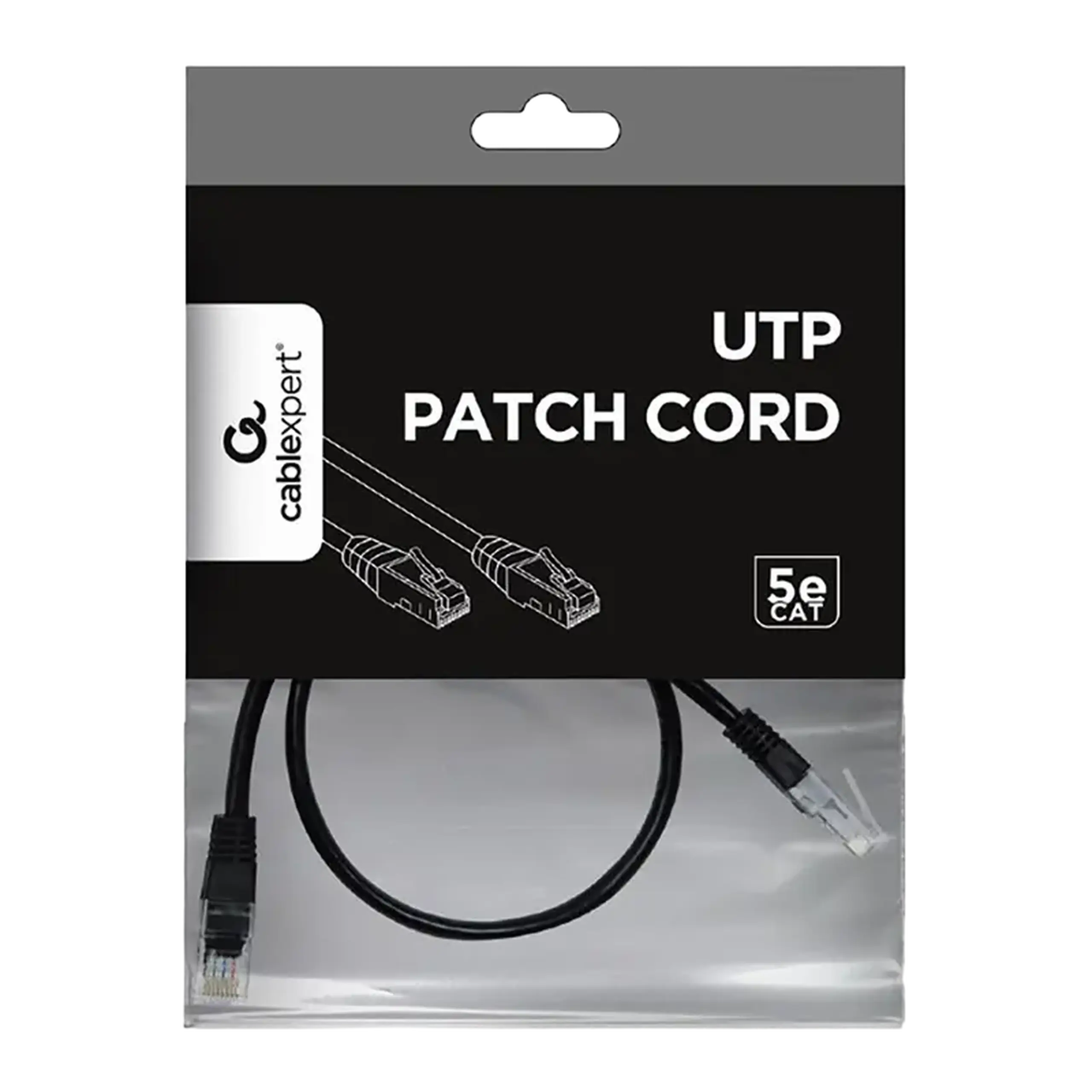 Patch cord Cablexpert PP12-0.5M/BK, CAT5e UTP, 0,5m, Negru