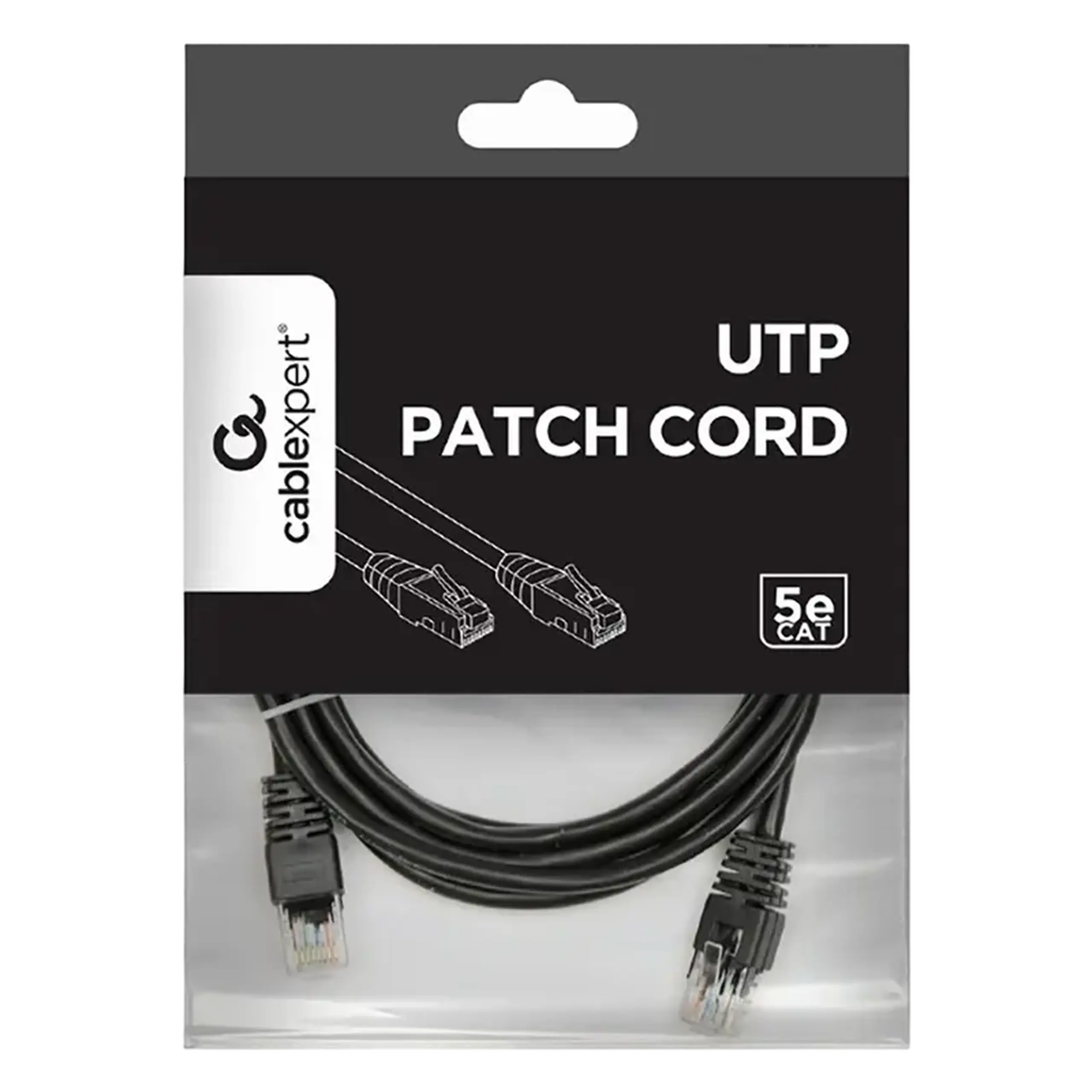 Patch cord Cablexpert PP12-2M/BK, CAT5e UTP, 2m, Negru