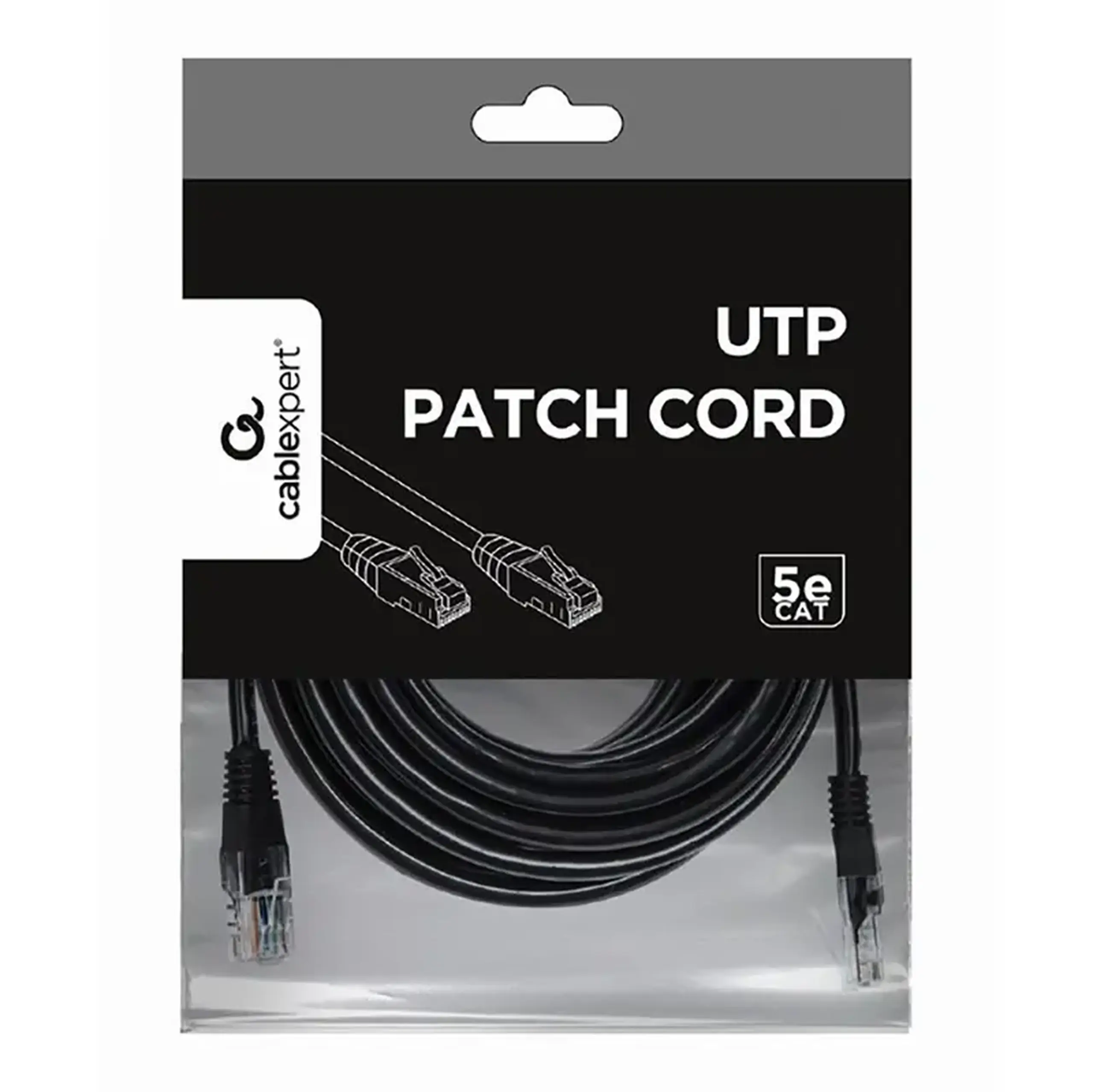 Patch cord Cablexpert PP12-5M/BK, CAT5e UTP, 5m, Negru