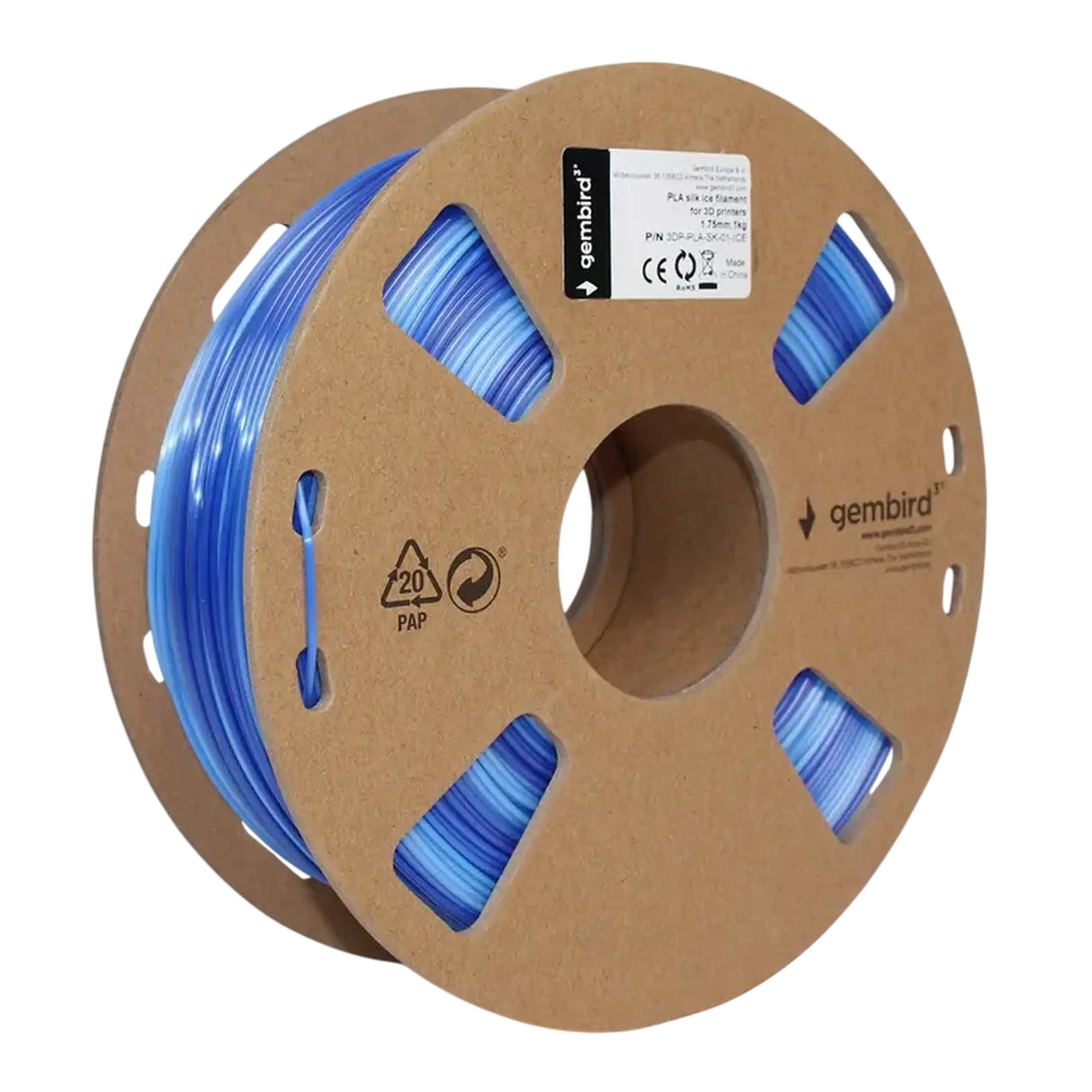 Filament pentru imprimantă 3D Gembird 3DP-PLA-SK-01-ICE, PLA, Albastru gheață