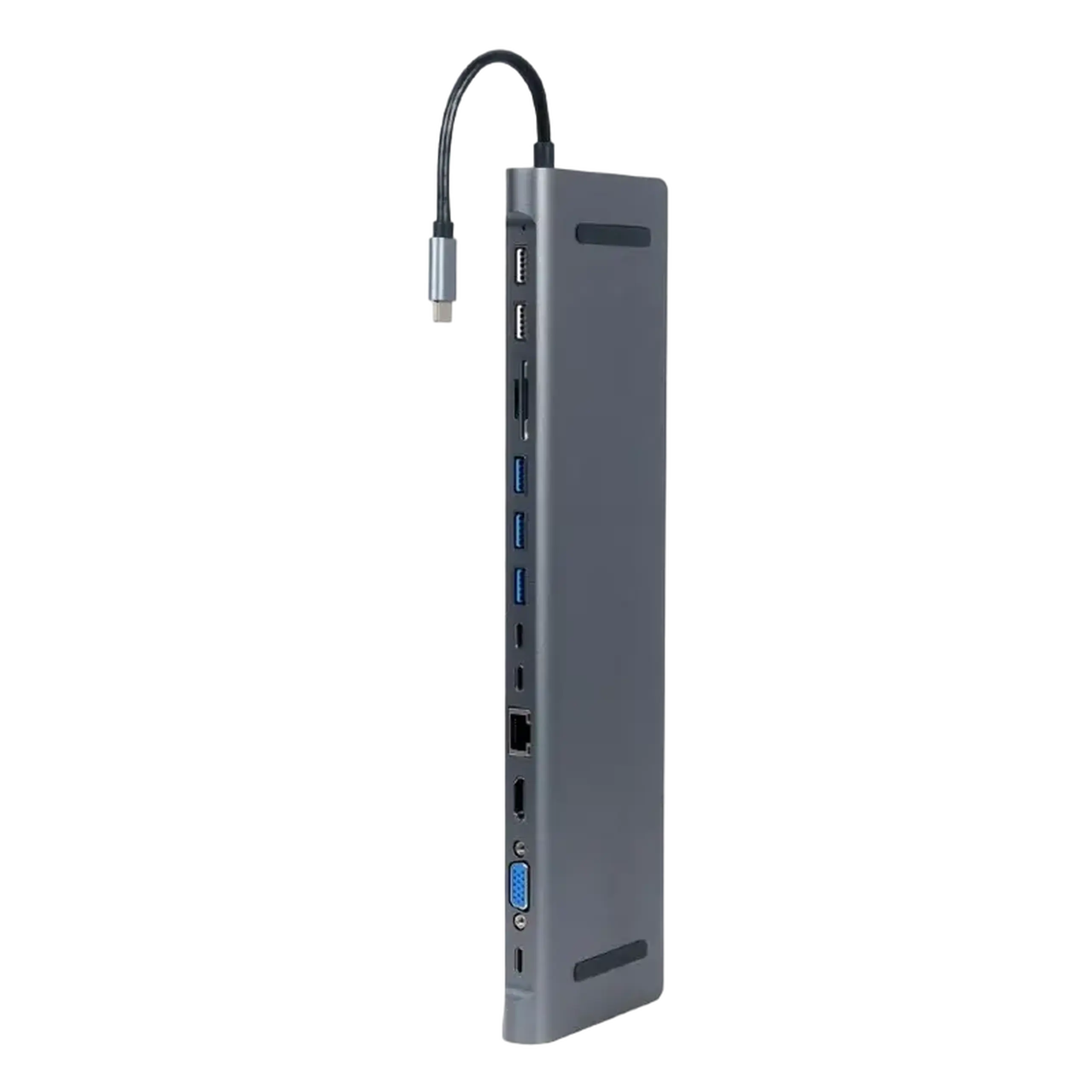 Adaptor Video Cablexpert A-CM-COMBO9-01, USB Type-C - LAN, VGA, HDMI, USB Type-C, USB Type-A, SD card-reader, Gri
