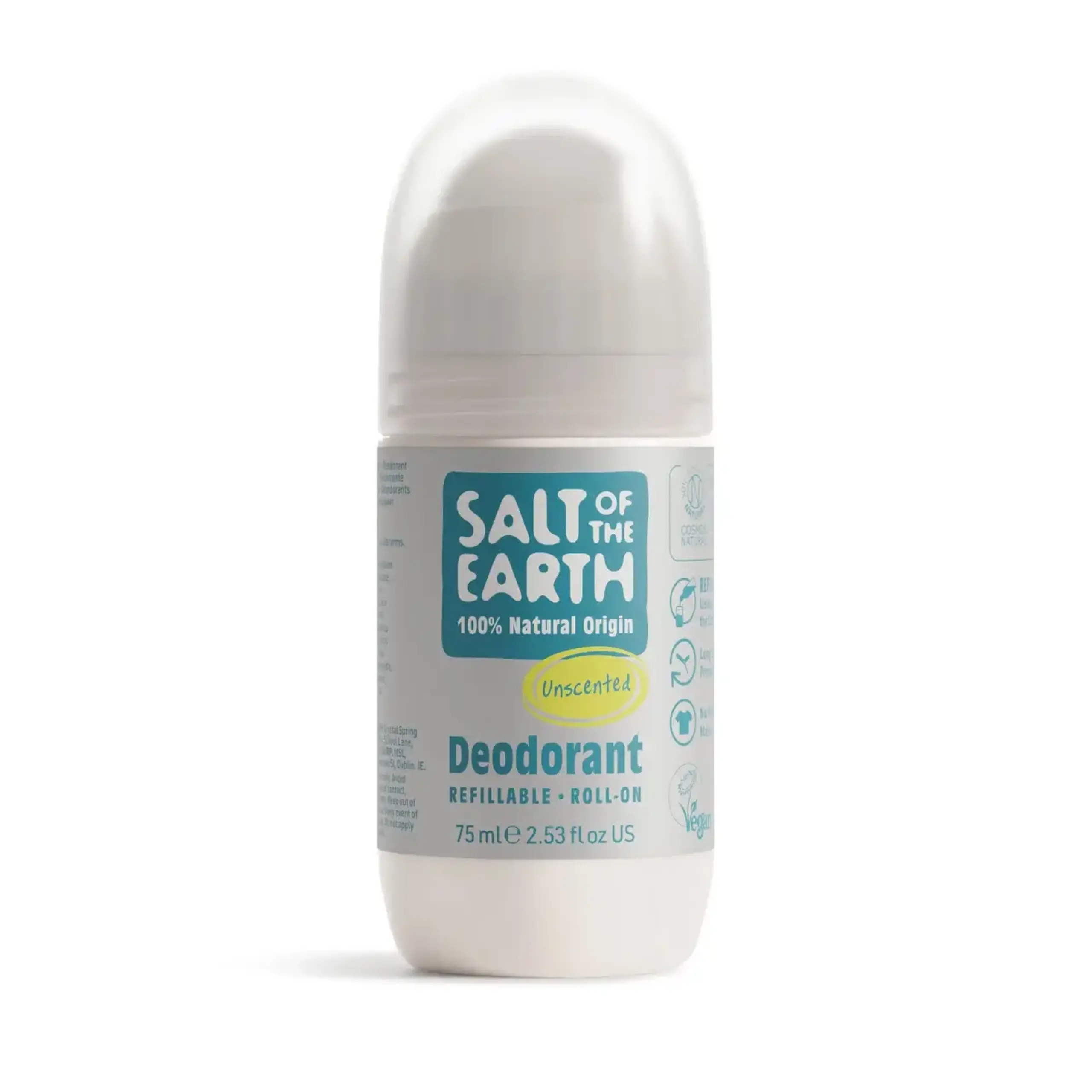 Salt of the Earth, Unscented Natural Deodorant Roll-On, 75 ml